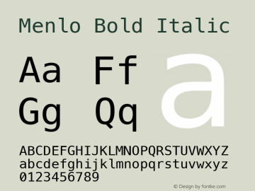 Menlo Bold Italic 6.1d5e14 Font Sample