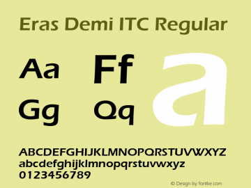 Eras Demi ITC Regular Version 1.01 Font Sample