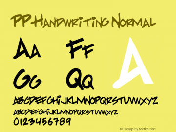 PP Handwriting Normal Macromedia Fontographer 4.1.5 97‐07‐13 Font Sample