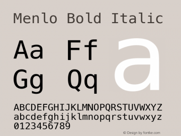Menlo Bold Italic 6.1d8e1 Font Sample