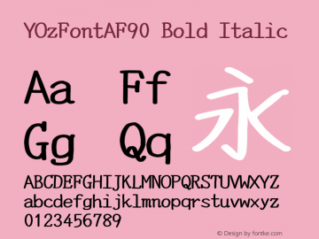 YOzFontAF90 Bold Italic Version 13.00 Font Sample