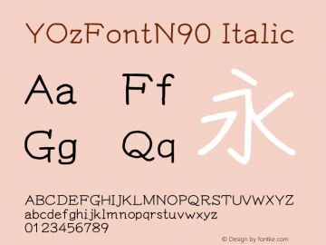 YOzFontN90 Italic Version 13.00 Font Sample