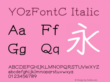 YOzFontC Italic Version 13.00 Font Sample