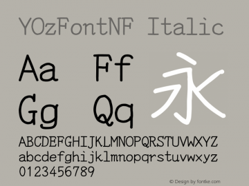 YOzFontNF Italic Version 13.00 Font Sample