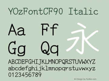 YOzFontCF90 Italic Version 13.00 Font Sample