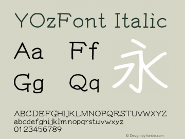 YOzFont Italic Version 13.00 Font Sample