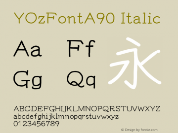 YOzFontA90 Italic Version 13.00 Font Sample