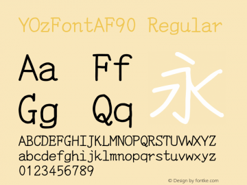 YOzFontAF90 Regular Version 13.00 Font Sample