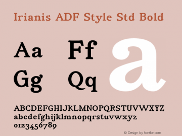 Irianis ADF Style Std Bold 1.006;FFEdit Font Sample