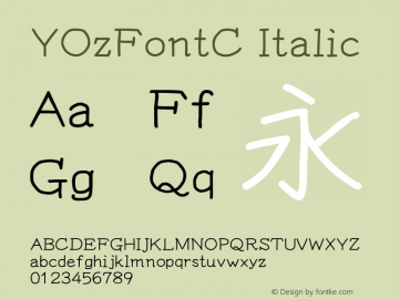 YOzFontC Italic Version 13.03 Font Sample