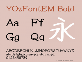 YOzFontEM Bold Version 13.03 Font Sample