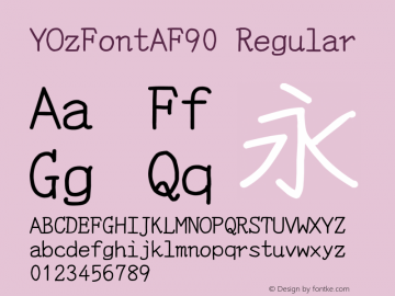 YOzFontAF90 Regular Version 13.03 Font Sample