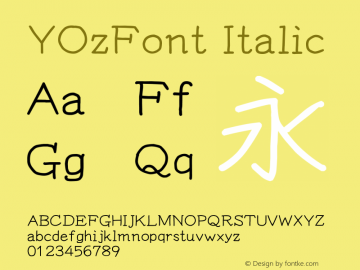 YOzFont Italic Version 13.03 Font Sample