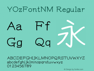 YOzFontNM Regular Version 13.03 Font Sample