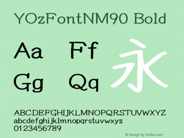 YOzFontNM90 Bold Version 13.03 Font Sample