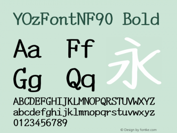 YOzFontNF90 Bold Version 13.03 Font Sample