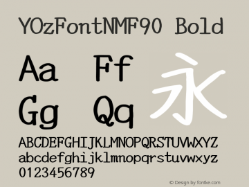 YOzFontNMF90 Bold Version 13.03 Font Sample