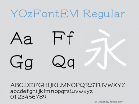 YOzFontEM Regular Version 13.03 Font Sample