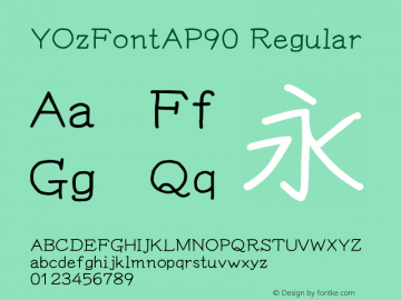 YOzFontAP90 Regular Version 13.04 Font Sample