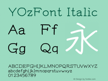 YOzFont Italic Version 13.04 Font Sample