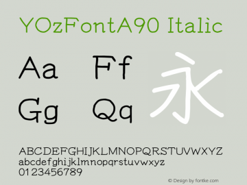 YOzFontA90 Italic Version 13.04 Font Sample