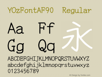 YOzFontAF90 Regular Version 13.04 Font Sample