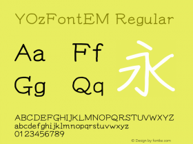 YOzFontEM Regular Version 13.04 Font Sample