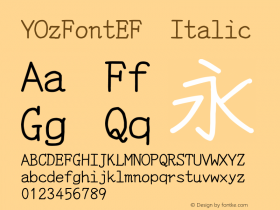 YOzFontEF Italic Version 13.04 Font Sample