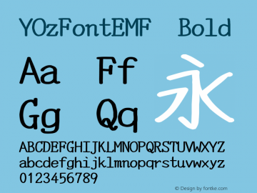 YOzFontEMF Bold Version 13.04 Font Sample