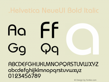 .Helvetica NeueUI Bold Italic 6.0d1e1 Font Sample