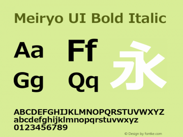 Meiryo UI Bold Italic Version 6.04图片样张