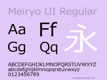 Meiryo UI Regular Version 6.04 Font Sample