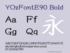 YOzFontE90 Bold Version 13.04 Font Sample