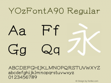 YOzFontA90 Regular Version 13.04 Font Sample