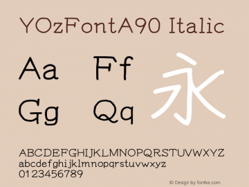 YOzFontA90 Italic Version 13.04 Font Sample