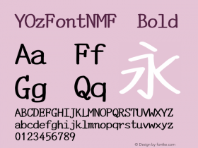 YOzFontNMF Bold Version 13.04 Font Sample