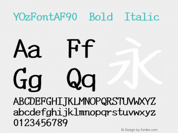 YOzFontAF90 Bold Italic Version 13.04图片样张