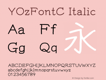 YOzFontC Italic Version 13.04 Font Sample
