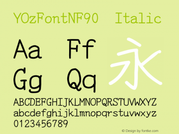 YOzFontNF90 Italic Version 13.04 Font Sample