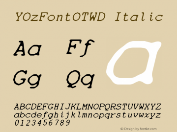 YOzFontOTWD Italic Version 1.40图片样张