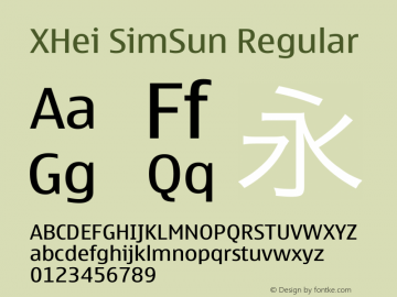 XHei SimSun Regular XHei SimSun.Hiragino - Version 5.0 Font Sample