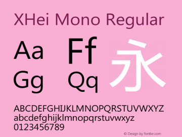 XHei Mono Regular XHei Mono.YaHei - Version 5.0 Font Sample