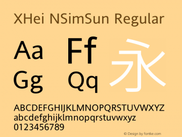 XHei NSimSun Regular XHei NSimSun.JhengHei - Version 5.0 Font Sample