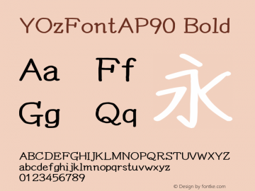 YOzFontAP90 Bold Version 13.05 Font Sample