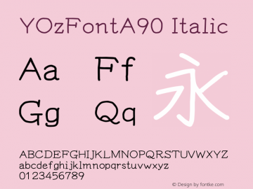 YOzFontA90 Italic Version 13.05 Font Sample