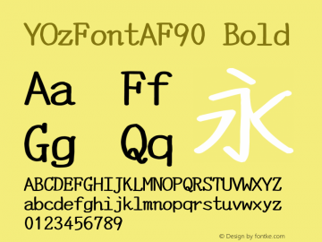 YOzFontAF90 Bold Version 13.05 Font Sample