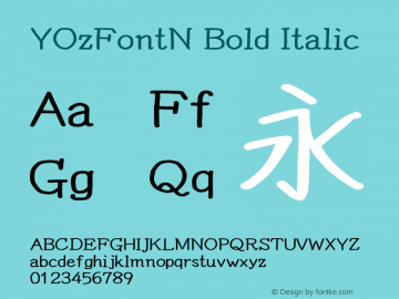 YOzFontN Bold Italic Version 13.05图片样张