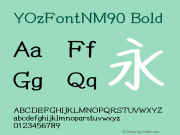 YOzFontNM90 Bold Version 13.05 Font Sample