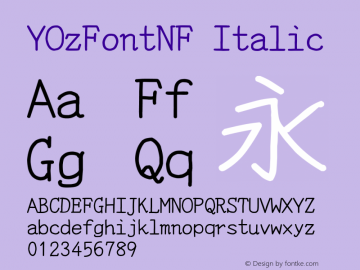 YOzFontNF Italic Version 13.05 Font Sample