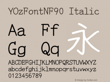 YOzFontNF90 Italic Version 13.05 Font Sample